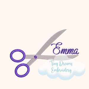 Scissors Digital Machine Embroidery Design Custom Monogram Craft Personalized Name Embroidery Design Sewing Custom Monogram Embroidery