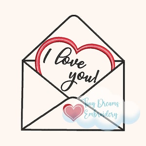 Te amo diseño de bordado de máquina digital diseño de bordado de carta de amor diseño de amor de San Valentín bordado diseño de bordado de sobre de corazón