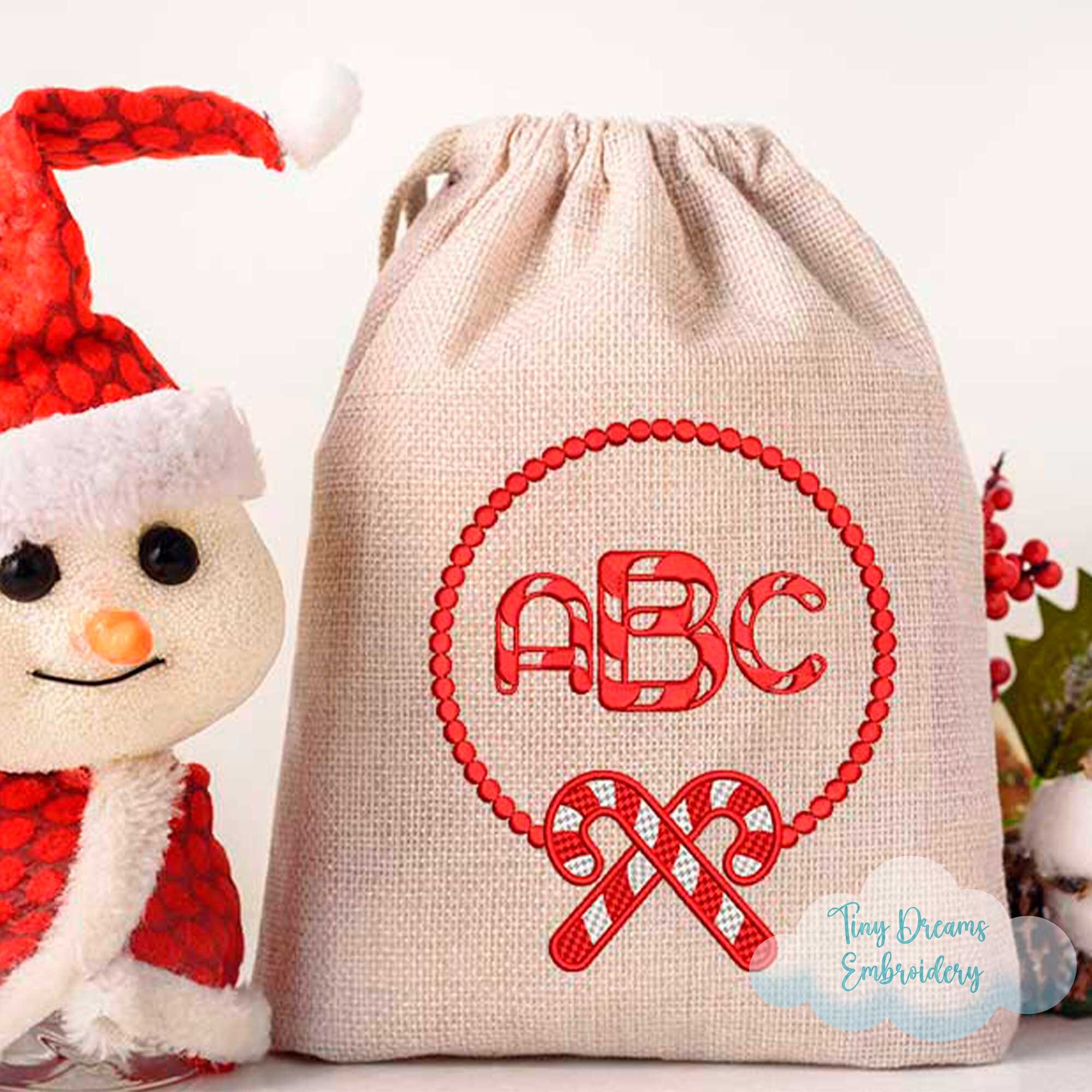 Candy Cane Monogram Embroidery Design: Christmas Custom Name (digital ...