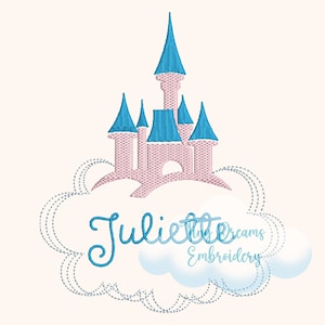 Princess Castle Digital Machine Embroidery Design Monogram Castle Embroidery Design Custom Name Princess Baby Girl Personalized Name Design