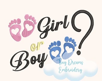 Junge oder Mädchen Stickdatei, Babyparty (Digitaler Download)