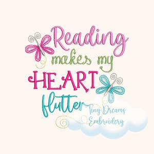 Reading Digital Machine Embroidery Design Read Pillow Embroidery Design Butterfly Love Embroidery Design Girl Heart Love Embroidery Design