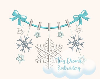 Snowflake Digital Machine Embroidery Design Winter Garland Design Embroidery Star Frozen Embroidery Design Christmas Garland Embroidery