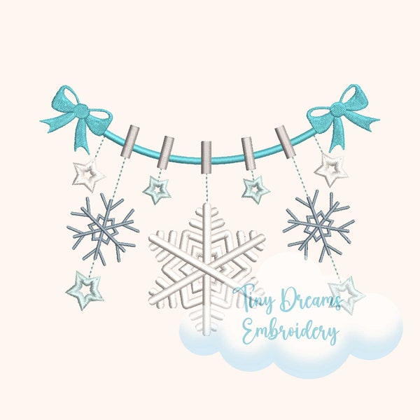 Schneeflocke Digitale Maschinenstickerei Design Winter Girlande Stickmuster Stickdatei Stern Frozen Stickdatei Weihnachten Girlande Embroidery