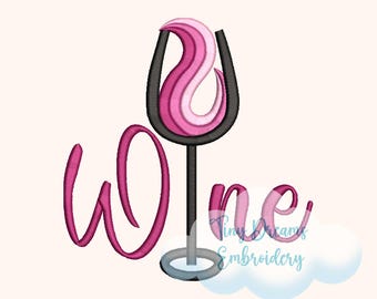 Weinglas Stickdatei, Rotwein-Motiv zum Downloaden