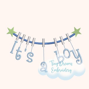 Baby Boy Garland Embroidery Design: Newborn Star Decor (Digital Download)