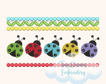 Ladybug Smocking Border: Spring Embroidery Design (Digital Download)
