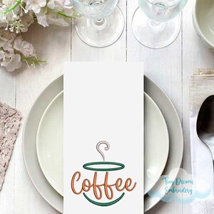 Coffee Digital Machine Embroidery Design Coffee Cup Design Embroidery Kitchen Coffee Embroidery Design