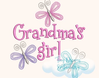 Grandma's Girl Embroidery Design: Butterfly Spring (Digital Download)