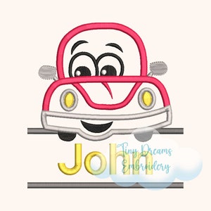 Car Digital Machine Embroidery Design Boy Custom Monogram Embroidery Design Car Personalized Name Design Embriodery Baby Embroidery Design