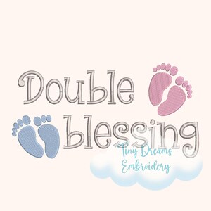 Double Blessing Embroidery Design: Footprint Twins (Digital Download)
