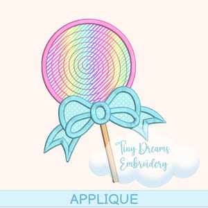Broderidesign med applikation för Lollipop: Coquette Rosettgodis (digital nedladdning)