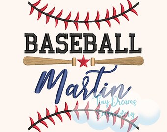 Baseball Embroidery Design, Custom Monogram, Personalized Name (Digital Download)