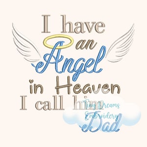 Heaven Angel Machine Embroidery Design, Dad Angel, Father Angel Stitch, Heavenly Daddy Embroidery (Digital Download)