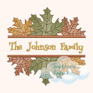 Fall Digital Machine Embroidery Design Fall Leaves Design Embroidery Custom Monogram Embroidery Design Personalized Name Design Fall Leaf