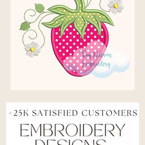 Strawberry Applique Digital Machine Embroidery Design Berry Spring Embroidery Design