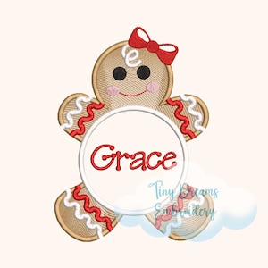 Gingerbread Cookie Digital Machine Embroidery Design Christmas Girl Gingerbread Cookie Custom Monogram Design Embroidery Gingerbread Girl