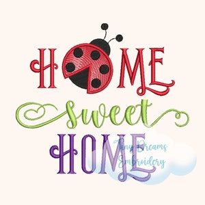 Ladybug Digital Machine Embroidery Design Home Sweet Home Embroidery Design Spring Embroidery Design Insect Animal Embroidery Design Home