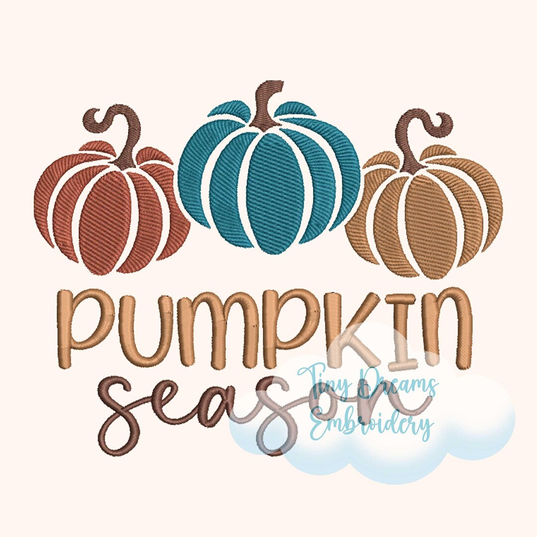 Pumpkin Season Embroidery Design, Autumn Fall Thanksgiving (digital ...