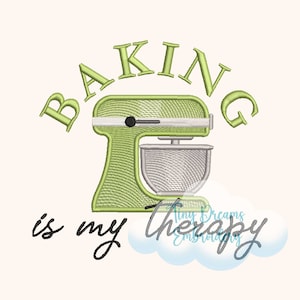 Baking Digital Machine Embroidery Design Kitchen Embroidery Design Therapy Embroidery Design Stand Mixer Bake Embroidery Design