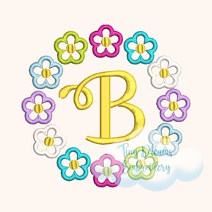 Flower Wreath Digital Machine Embroidery Design Floral Design Embroidery Custom Monogram Girl Embroidery Design Personalized Name Spring