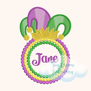 Mardi Gras Monogram Embroidery Design: Carnival Name Frame (Digital Download)