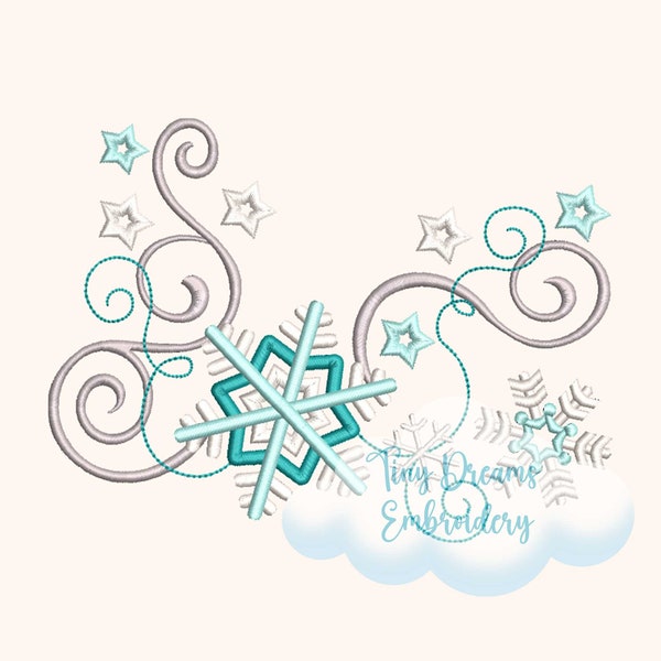 Schneeflocke Digitale Maschinenstickerei Design Swirl Schneeflocke Ecke Design Stickdatei Stern Winter Frozen Stickdatei Schneeflocke Design