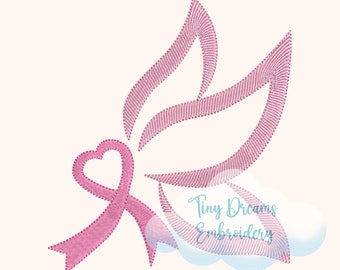 Breast Cancer Awareness Embroidery Design: Pink Ribbon, Butterfly, Faith Design (Digital Download).
