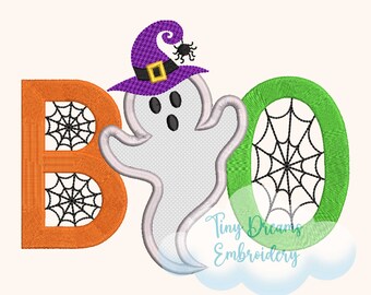 Boo Ghost Applique: Halloween Embroidery Design (Digital Download)