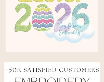 イースター2026の刺繍デザイン、ハッピーイースターエッグハント