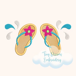 Flip Flop Digital Machine Embroidery Design Summer Flip Flops Embroidery Design Beach Embroidery Design Pool Embroidery Design Summer Time
