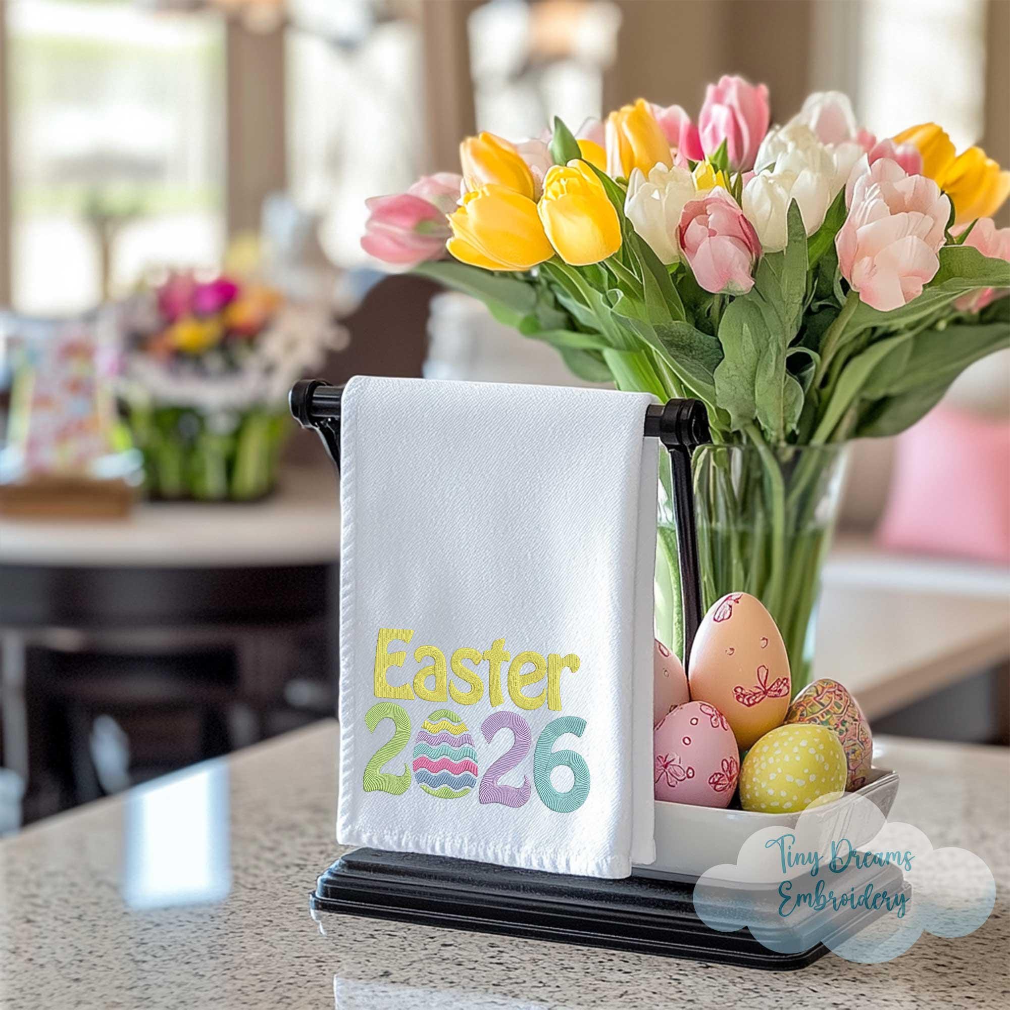 イースター2026の刺繍デザイン、ハッピーイースターエッグハント