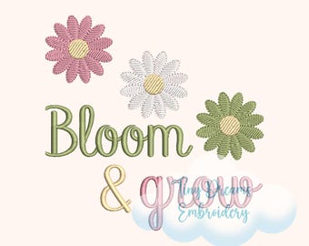 Bloom Grow Daisy Embroidery Design: Floral Spring Daisies (Digital Download)