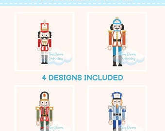 Nutcracker Embroidery Design Bundle: 4 Christmas Soldier Nutcrackers, Holiday Machine Embroidery (Digital Download)