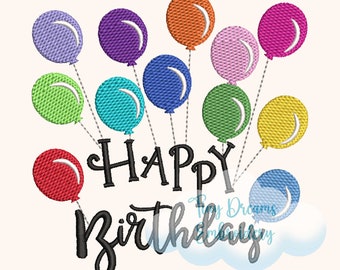 Happy Birthday Digital Machine Embroidery Design Birthday  Balloon Design Embroidery Birthday Celebration Gift Design Kid Balloon Birthday
