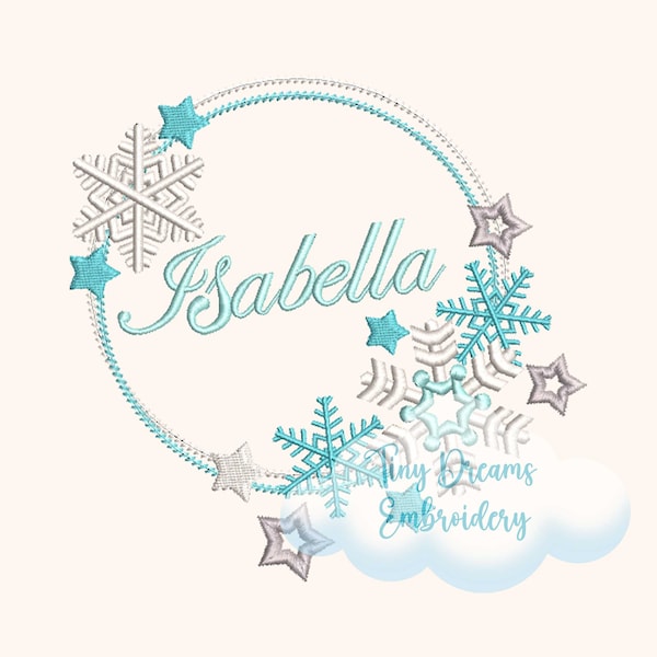 Snowflake Digital Machine Embroidery Design Winter Custom Monogram Design Embroidery Christmas Snowflake Personalized Name Embroidery Design