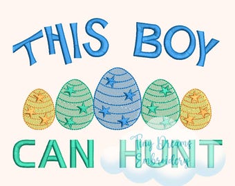 Boy Easter Egg Hunt Machine Embroidery Design (Digital Download)
