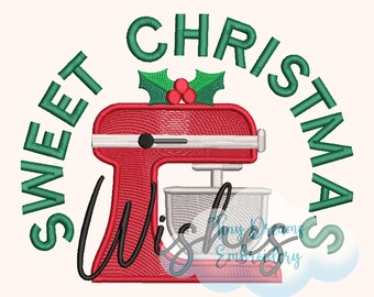 Disegno da ricamo per planetaria natalizia: dolci auguri per le feste (download digitale)
