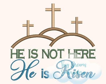 He Is Risen Embroidery Design: Easter Cross (Digital Download)