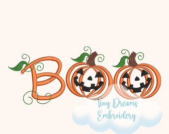 Boo Halloween Digital Machine Embroidery Design Pumpkin Design Embroidery Pumpkin Season Design Happy Halloween Embroidery Design Boo Spooky