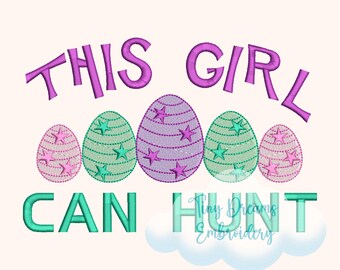 Girl's Easter Egg Hunt Machine Embroidery Design (Digital Download)
