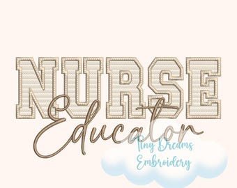 Disegno per ricamo con applicazione per infermiere educatore (download digitale)