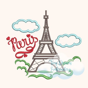 Paris Eiffel Tower Embroidery Design: France Vacation (Digital)