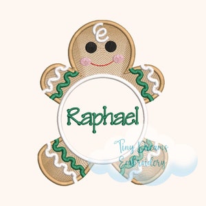 Gingerbread Cookie Digital Machine Embroidery Design Christmas Boy Gingerbread Cookie Custom Monogram Design Embroidery Gingerbread Boy