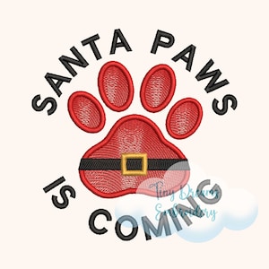 Christmas Santa Paw Print Embroidery Design (Digital Download)