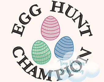 Easter Egg Hunt Champion Machine Embroidery Design, Chocolate Egg, Boy Girl (Digital Download)