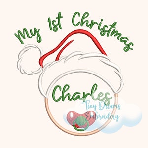 First Christmas Digital Machine Embroidery Design Baby Santa Custom Monogram Design Embroidery Personalized Christmas Name Embroidery Design