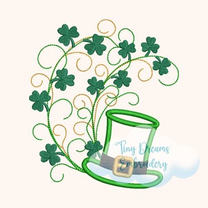 May include: Green leprechaun hat with a gold buckle and a swirl of green shamrocks.