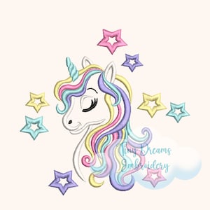 Cute Unicorn Digital Machine Embroidery Design Girl Design Embroidery Baby Girl Embroidery Design Nursery Embroidery Design Magic Unicorn