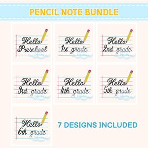 Pencil Note 7 Design Bundle Digital Machine Embroidery Design Pencil School Design Embroidery First Grade School Embroidery Preschool Design